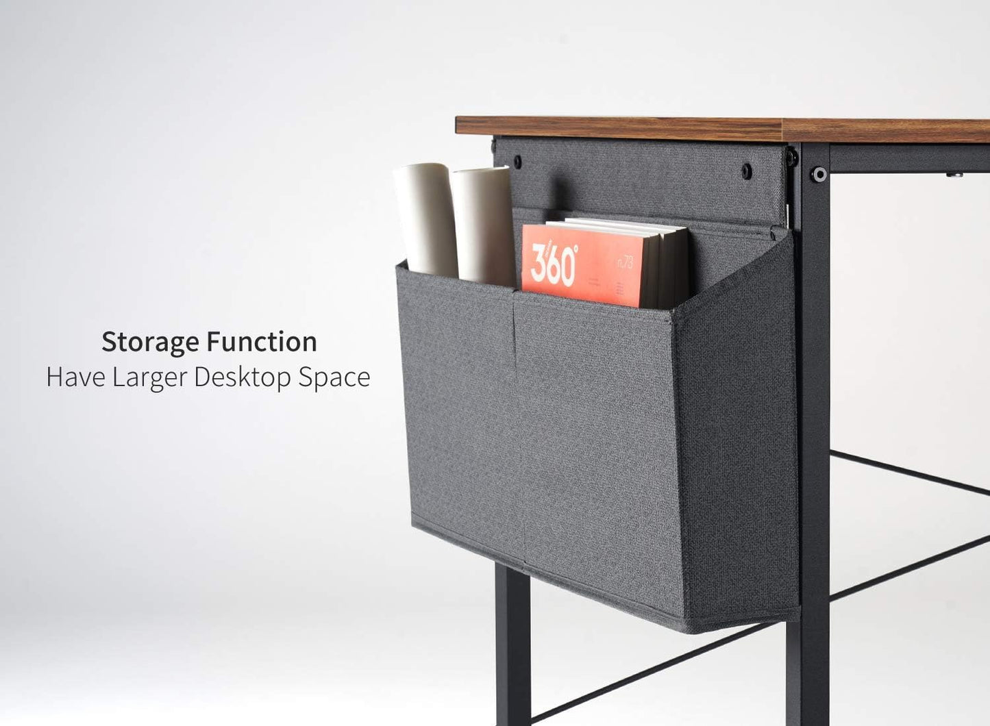 Cubiker Computer Desk 63 inch Home Office Writing Study Desk, Modern Simple Style Laptop Table with Storage Bag, Black