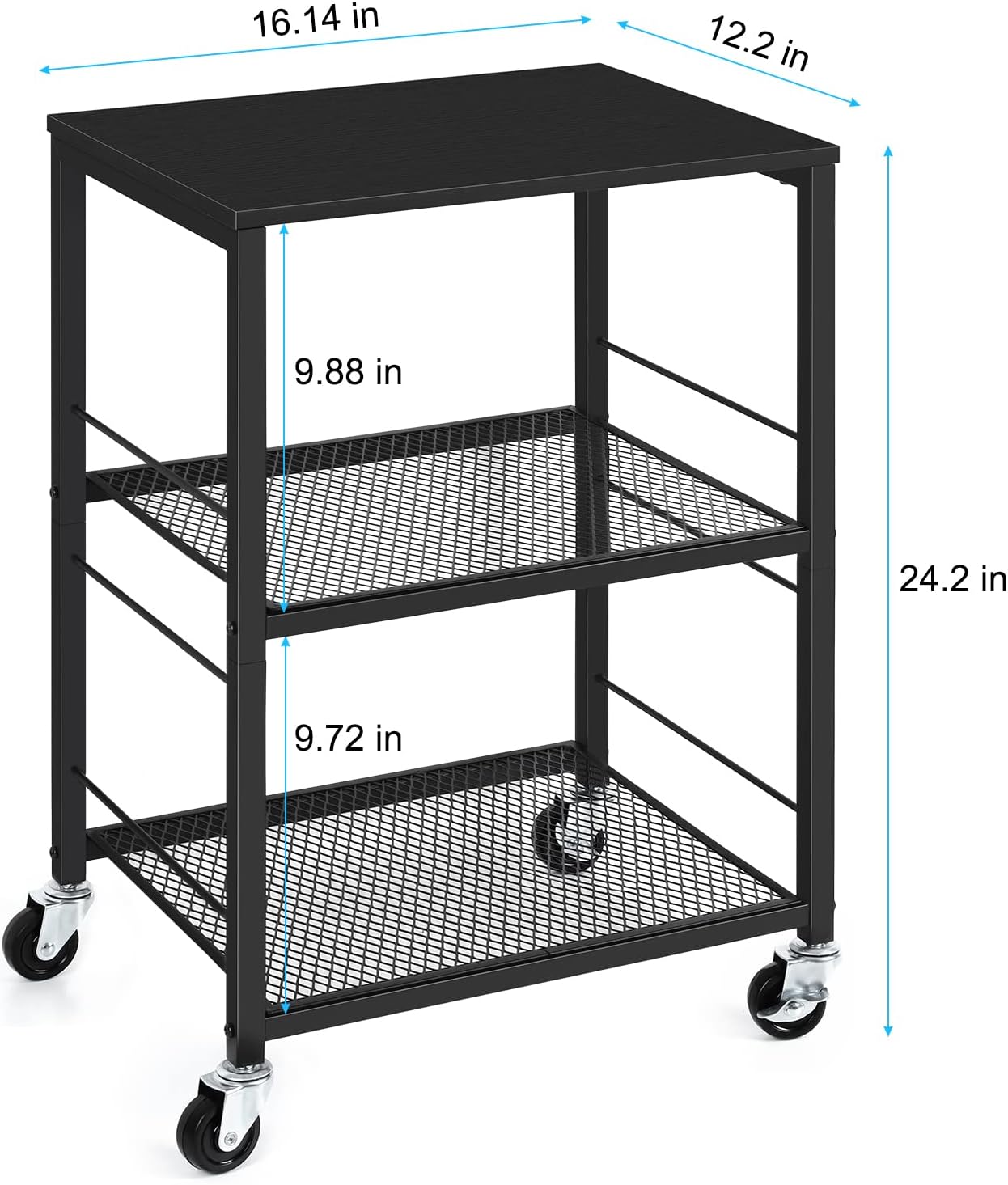 OYEAL Black Night Stand Industrial End Table with Storage Shelf Narrow Side Table for Small Spaces, Farmhouse Bedside Table for Living Room Bedroom, Stable Metal Frame (Black)