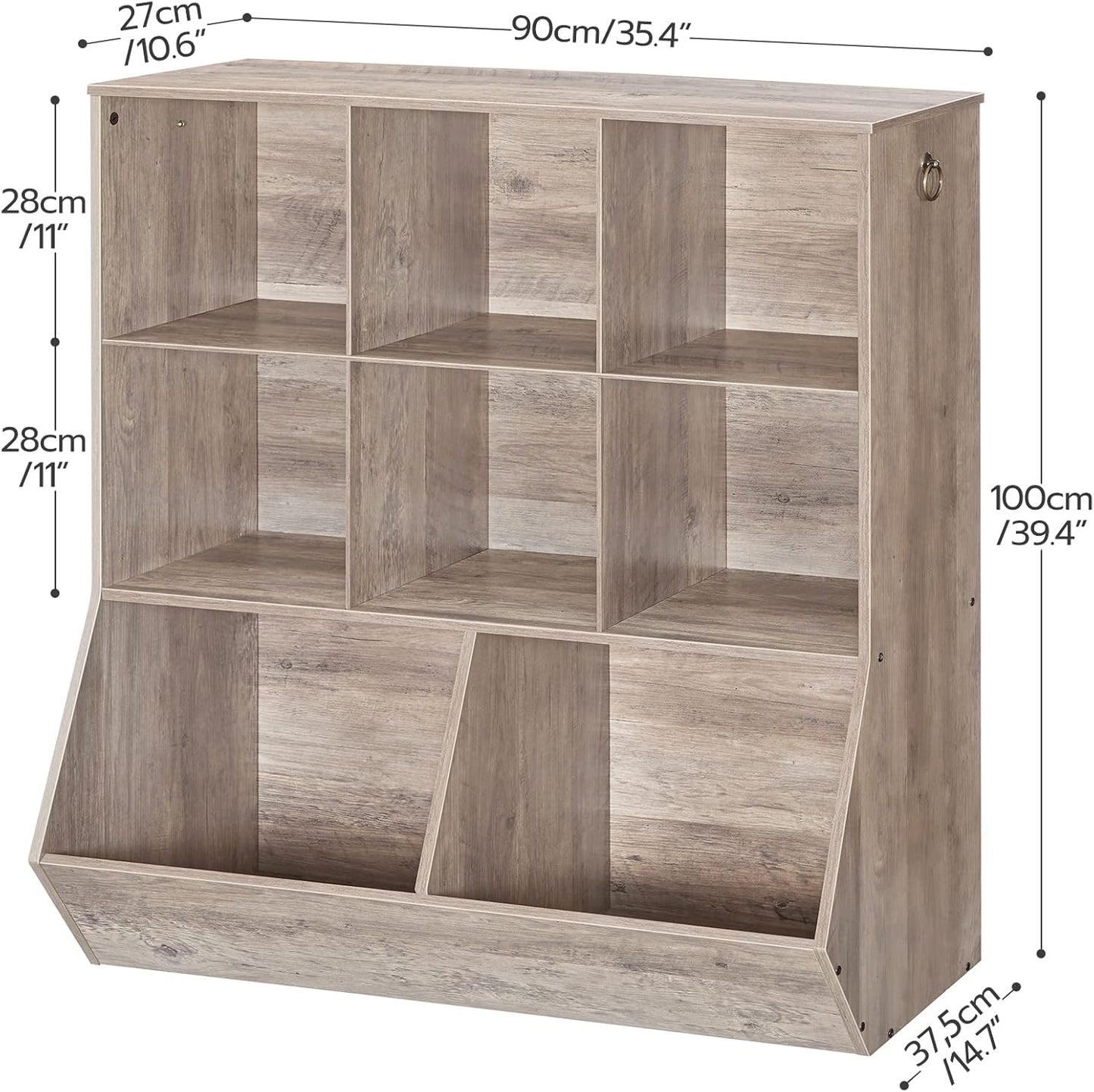 HOOBRO Kids Bookshelf, Toy Storage Cabinet, Kids Toy Organizer, 8 Cubicles, Bookcase Footboard, Bookshelf for Kids, for Playroom, Bedroom, Nursery, School, Greige BG35CW01G1