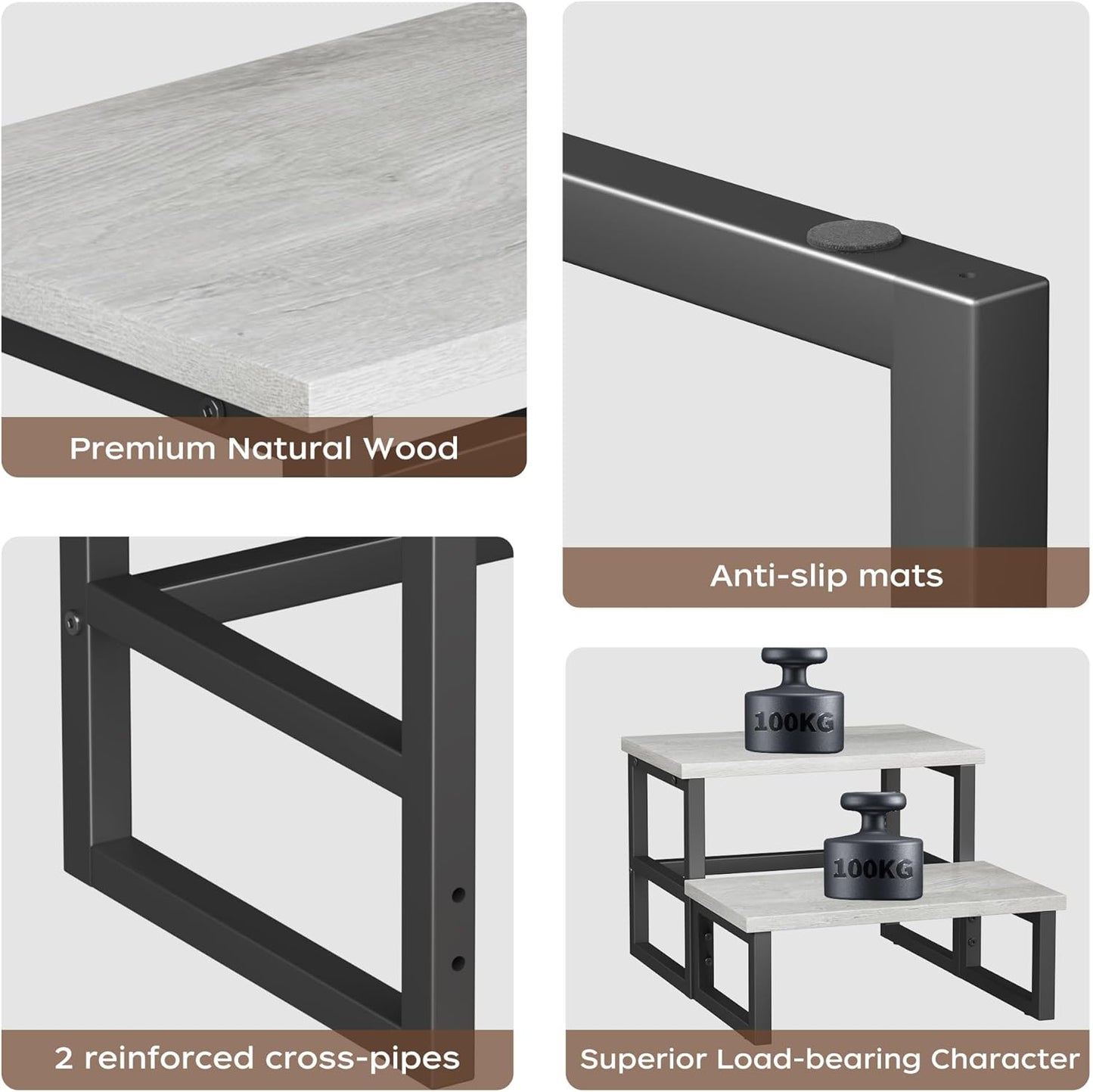 Homeiju 3 in 1 Step Stools for Adults Kids Toddler, Heavy Duty Wooden Step Stool with Non-Slip Pads, 2 Tire Step Stool for Kitchen Bathroom Bedroon Stepping Stool, Light Grey