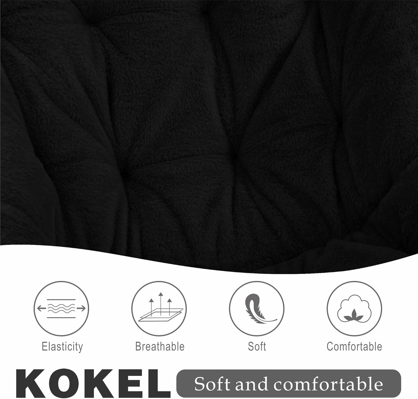 Kokel Plush Folding Chair and Ottoman Padded Metal Frame Living Room Chair (BLACK-TM20)