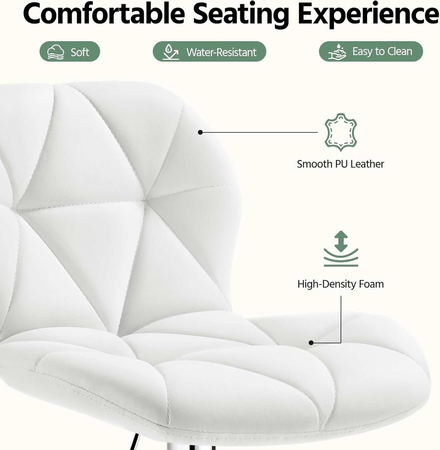 Yaheetech Barstools Set of 2, PU Leather Counter Stools Bar Chairs with Backrest, Height Adjustable Swivel Tall Chairs for Home Bar Kitchen Island, White