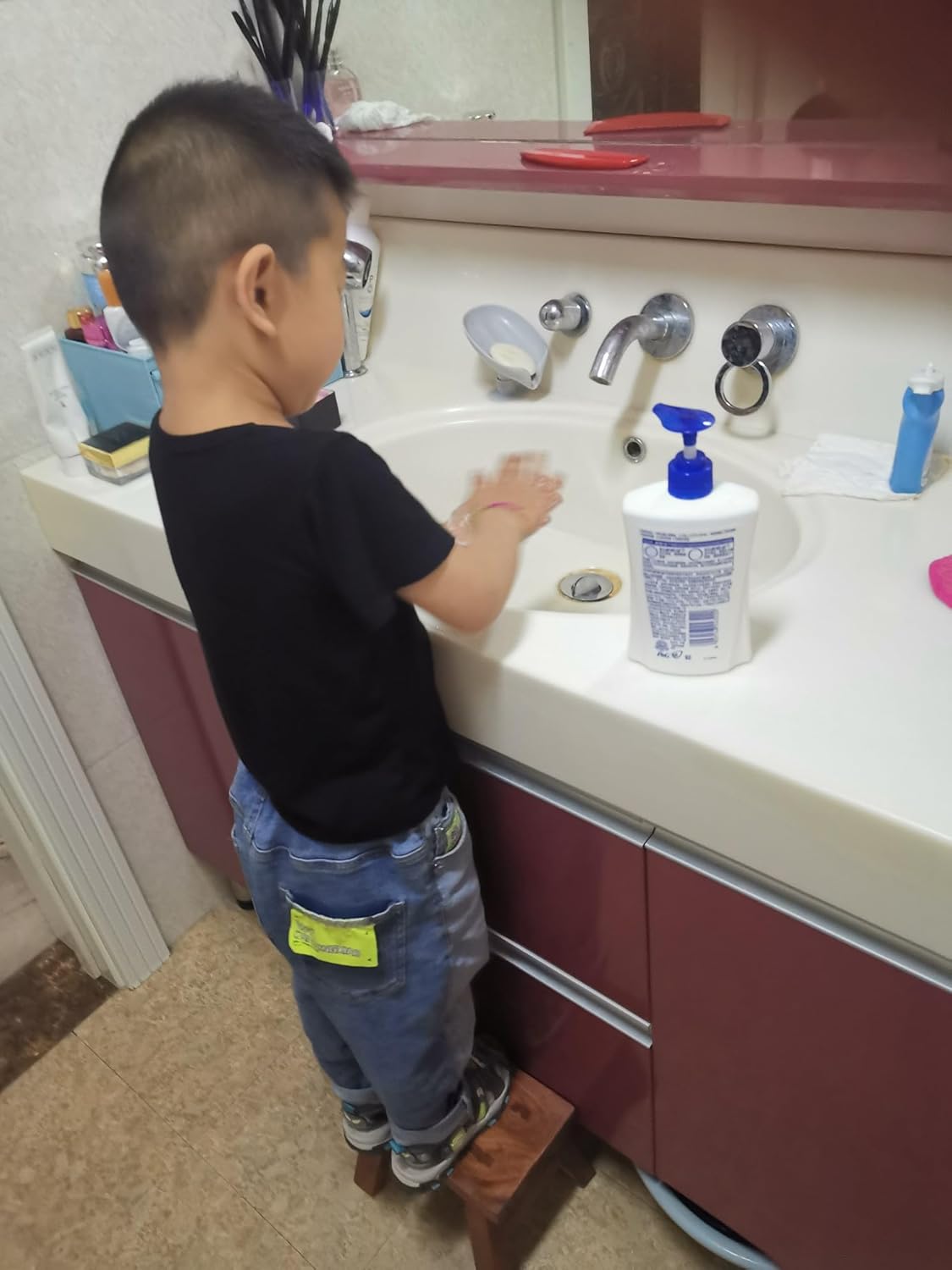 Solid Wood Tiny Step Stool for Kids Change Shoes Foot Stool Plant Stand Waterproof 6 inch