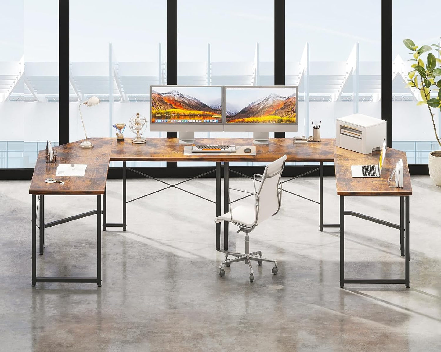 Casaottima L Shaped Gaming Desk, Corner Gaming Table for Home Office, Computer Desk Sturdy Writing Workstation for Small Space, Easy to Assemble, 51 inch, Rustic Brown