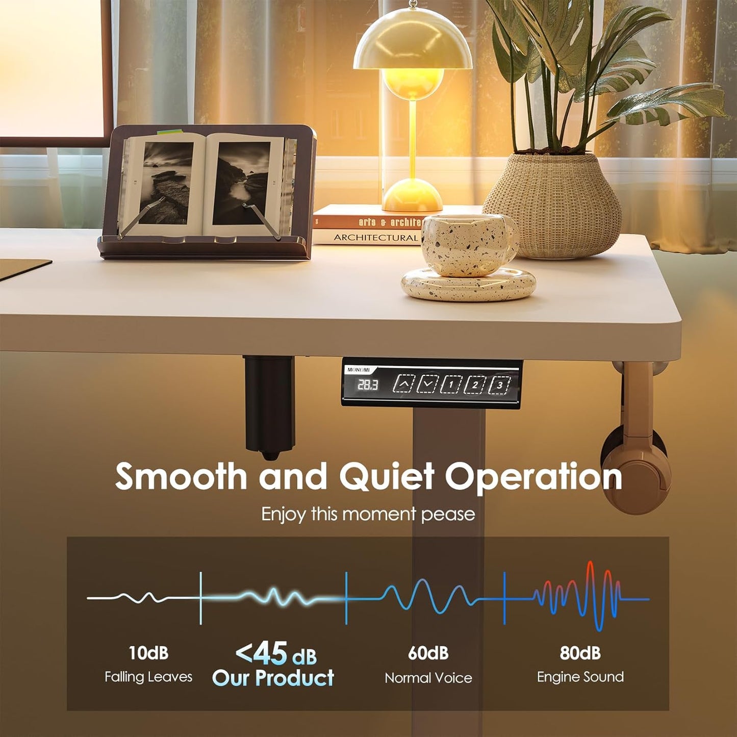 Monomi Electric Standing Desk, 63 x 28 inches Height Adjustable Ergonomic Home Office Sit Stand Up Desk with Memory Preset Controller (White Top/White Frame)