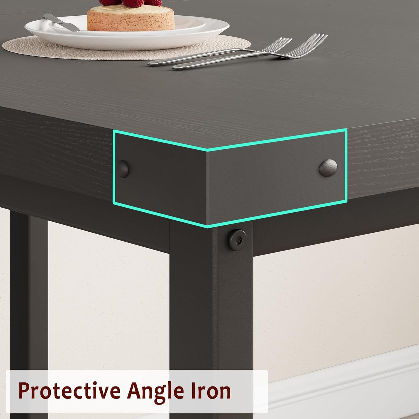 GarveeHome Dining Table Set for 4-6, 63" Extendable Wood Dining Room Table with Corner Protector & 2 Upholstered Benches, Kitchen Table Set for Apartment, Small Space, Easy Assembly, Retro Black