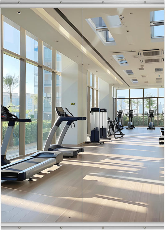 Hasipu Home Gym Mirror 55" L x 21" W - 2PCS Large Full Body Mirror for Yoga, Wall-Mounted Mirrors for Fitness, Garage, Dance Studio, 0.16in Tempered Glass Frameless