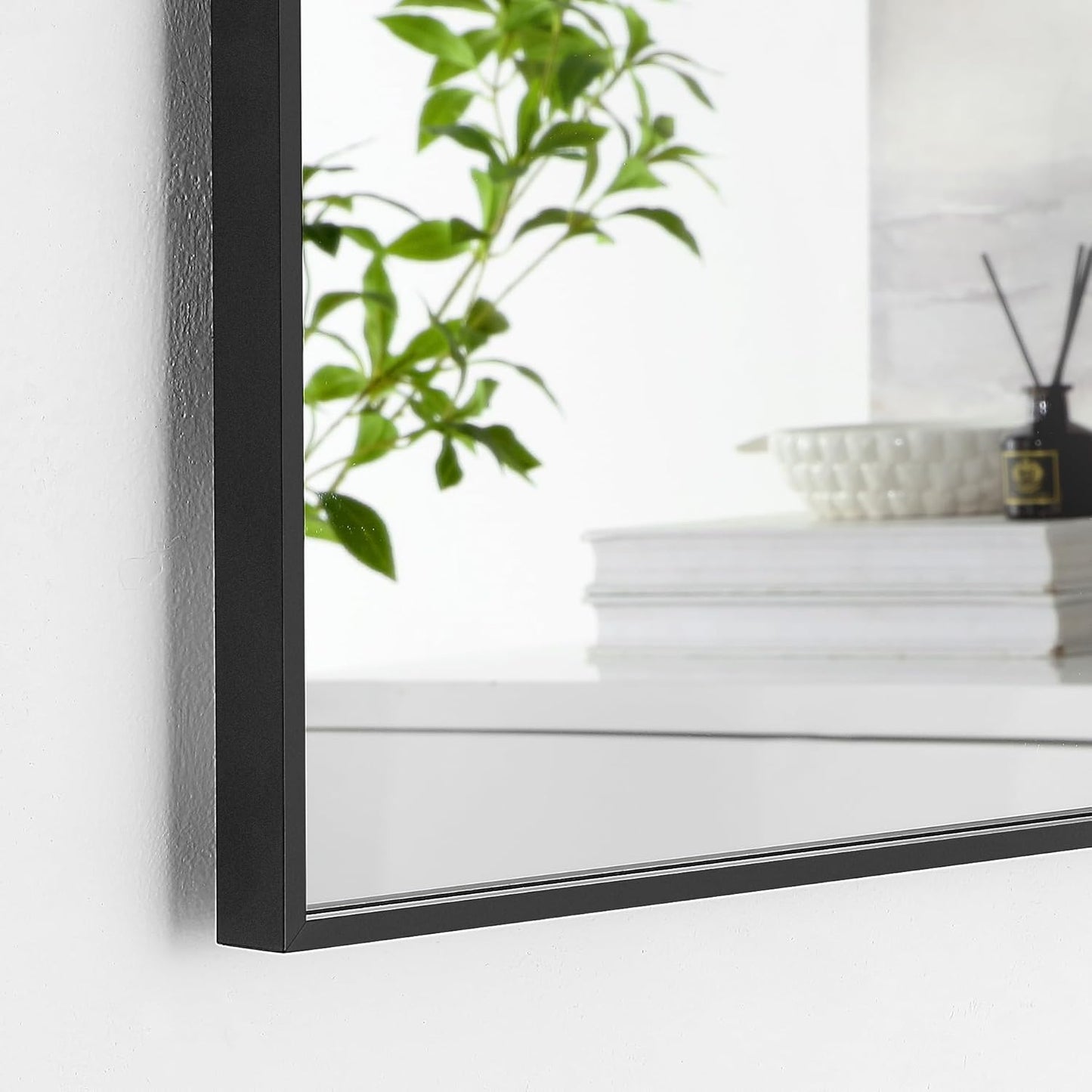 55x36 Inch Black Bathroom Mirror for Wall, Aluminum Frame Rectangle Rectangular Vanity Mirror, Modern Large for Bedroom, Living Room, Horizontal or Vertical