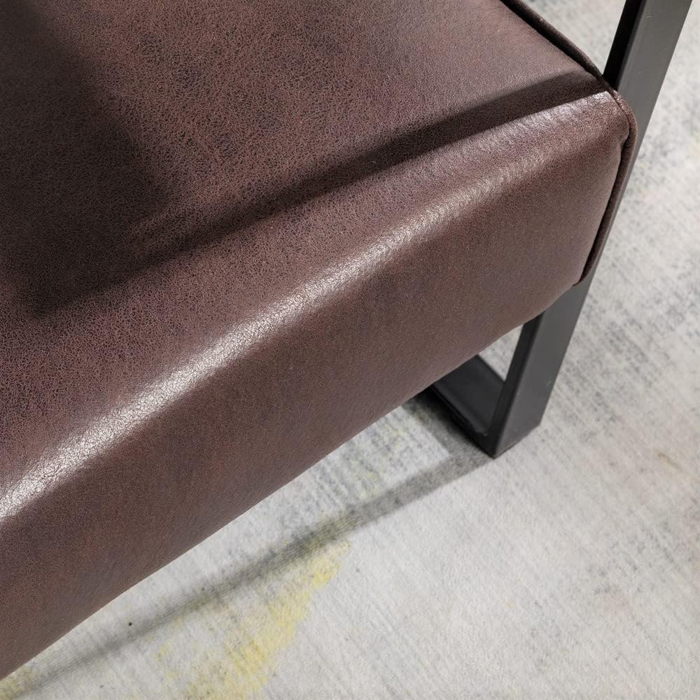 Container Furniture Classic Mid Century Modern Accent Chair with Durable Square Metal Frame, Armchair for Living Room, Bedroom, Home Office in Spotted Microfiber Upholstery, Dark Brown