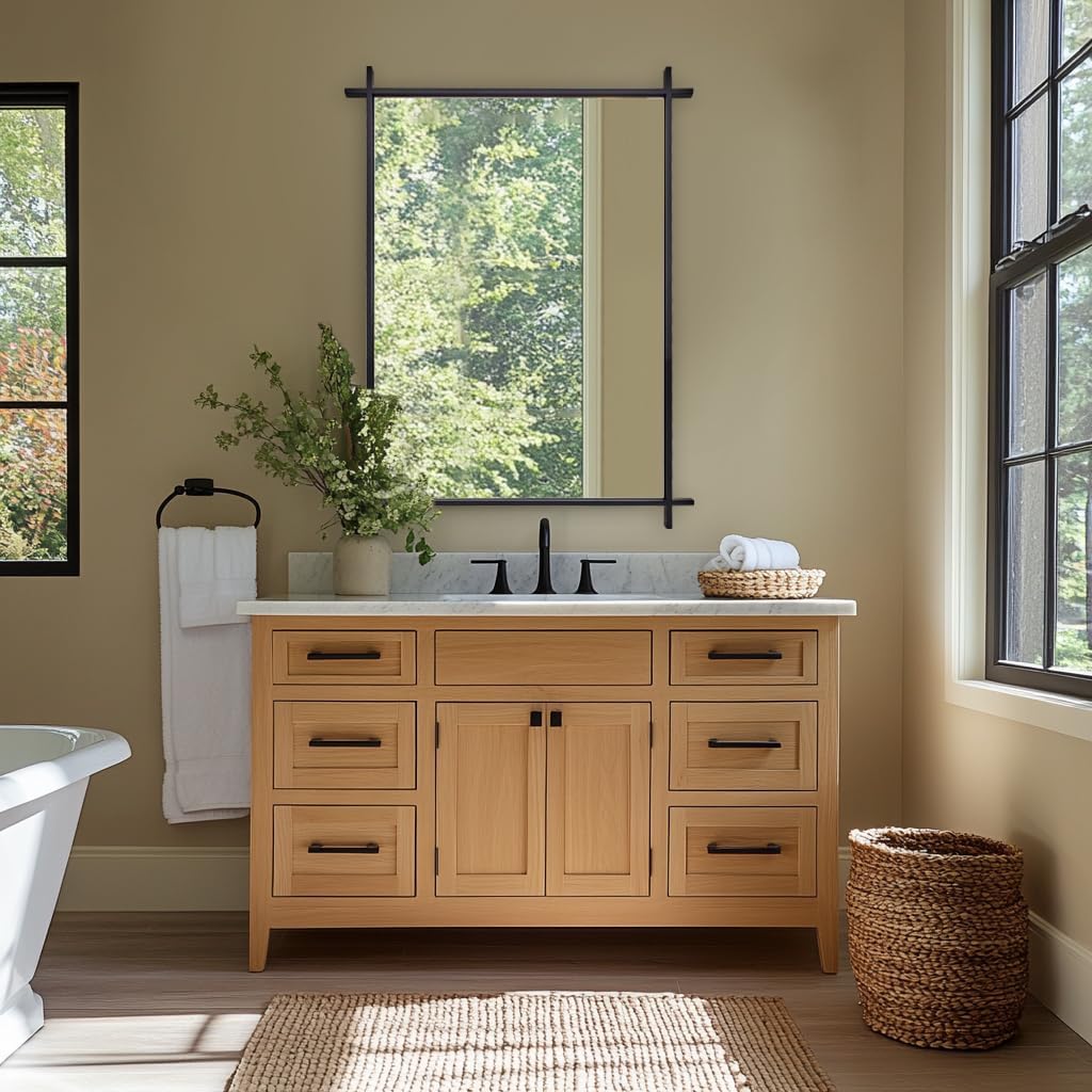 ANDY STAR Black Bathroom Vanity Mirror, 22x30 Inch Vintage Cross Corner Mirrors for Bathroom in 1’’ Stainless Steel Frame Minimalist for Home Decor Wall Mounted Horizontal/Vertical