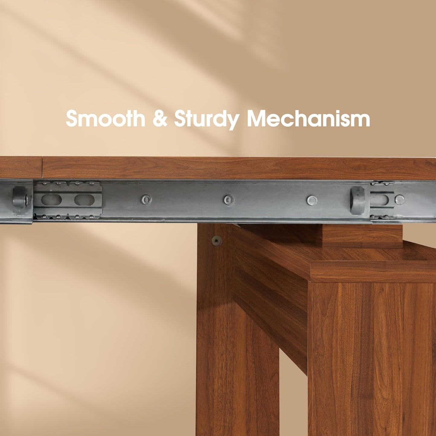 Expandable Dining Table, Convertible Table for Dining Room, Kitchen and Small Spaces, for 2-10 People, Walnut Brown