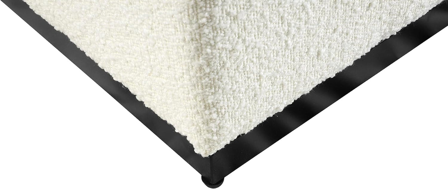 HomePop Cube Ottoman Home Décor |Square Ottoman - Cream Boucle