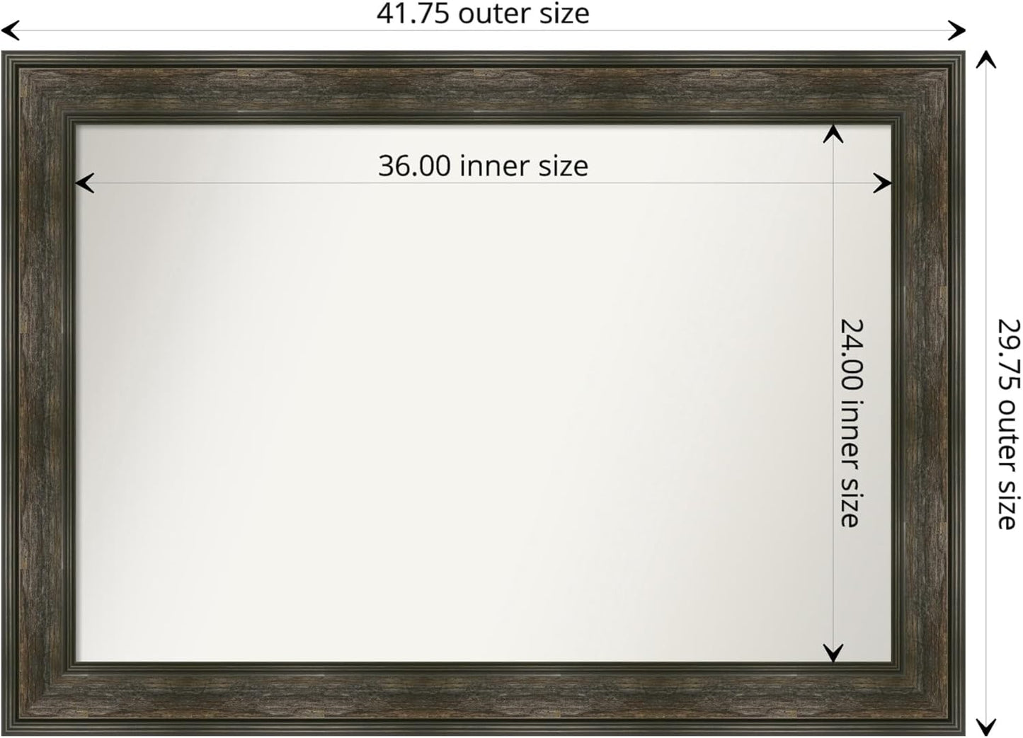 Amanti Art Grey Bathroom Mirror for Over Sink, 28x40 Pinstripe Plank Grey Narrow Rectangle Vanity Mirror, Large Country Rustic Frame, Hangs Horizonally and Vertically, Bathroom Wall Decor, Non-Beveled