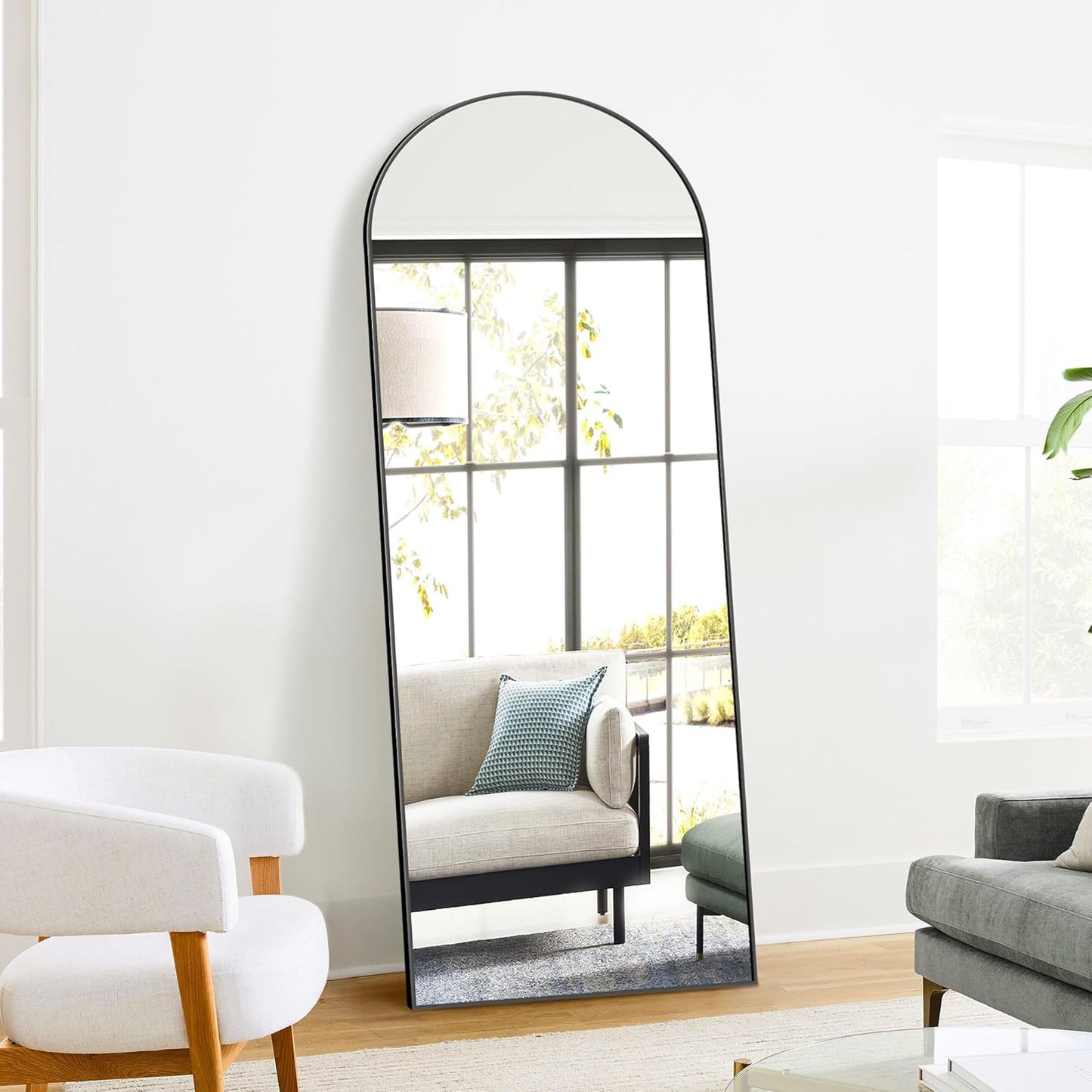 Full Length Arched Mirror, 70"x24" Standing Floor Full Body Mirror for Wall with Aluminum Alloy Frame for Bedroom, Living Room, Dressing Room(Black)