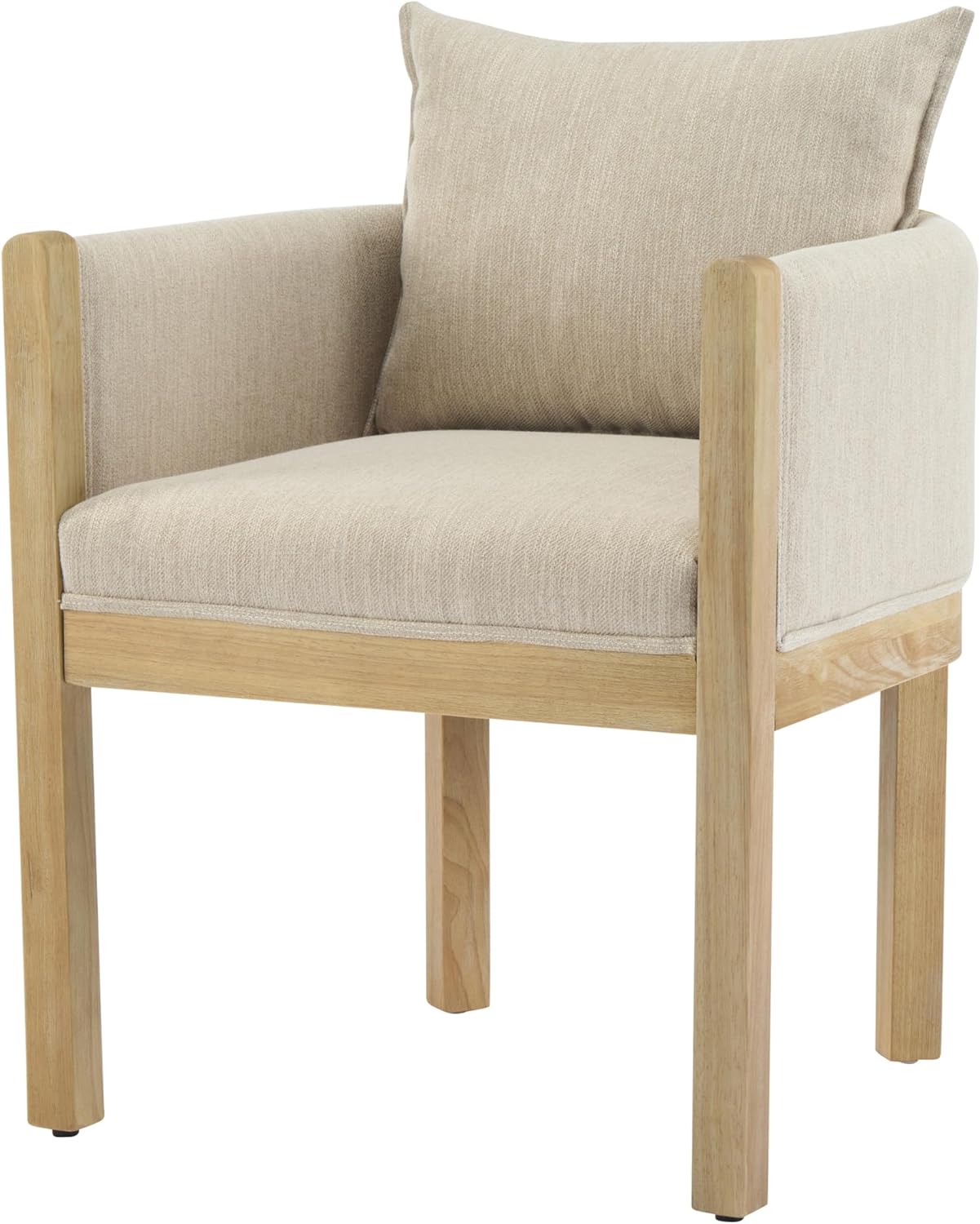 Christopher Knight Home Lucid Linen Upholstered Dining Chairs Set of 2, Rubber Wood Dining Room Chairs, Modern Armchair, Extra Seating for Dining Room, Versatile Indoor Furniture, Beige + Natural