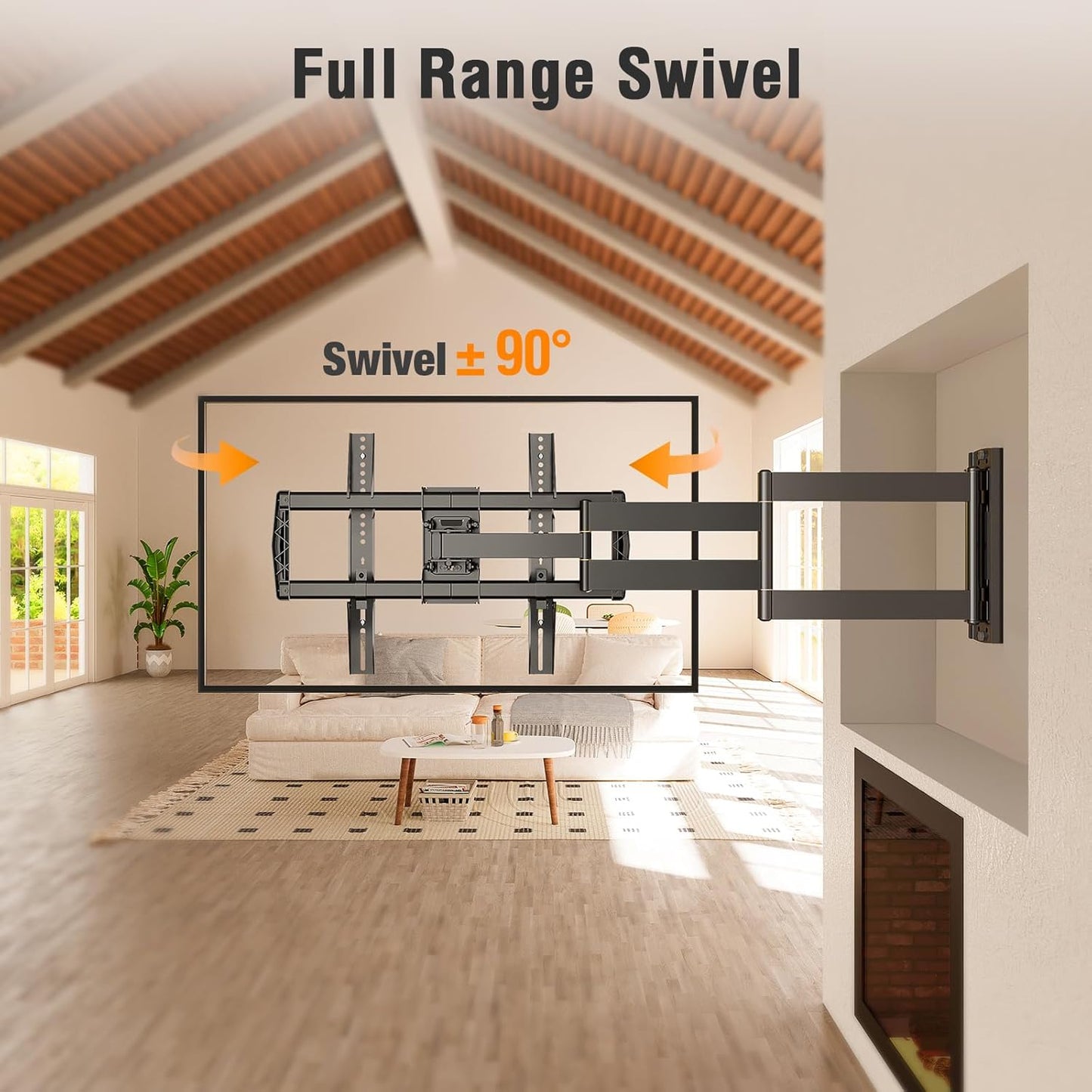 ELIVED Long Arm TV Wall Mount for Most 42-75 Inch TVs, 37.9 Inch Long Extension Corner TV Mount, Full Motion Wall Mount tv Bracket Swivel and Tilt, Holds up to 99 lbs. Max VESA 600x400mm, YD3038