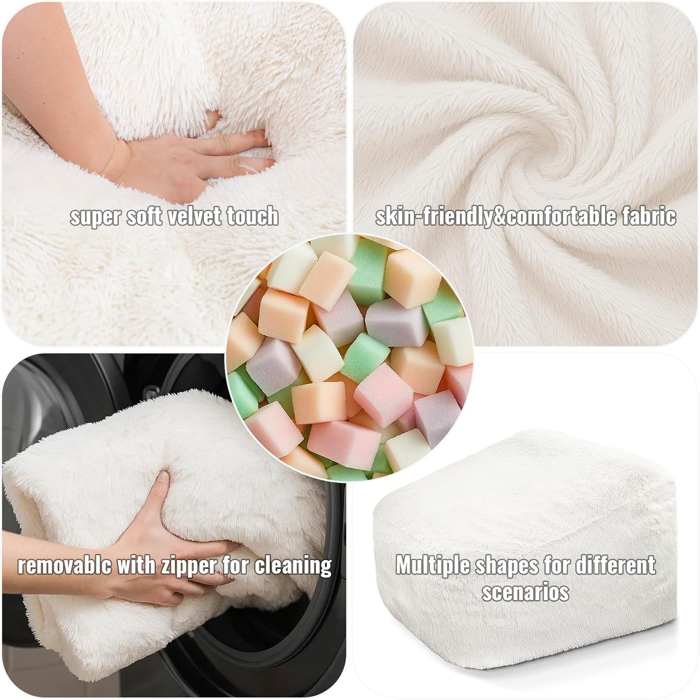 Recaceik Bean Bag Chair Large Bean Bag Chairs, with Fluffy Removable Spongefor, for Living Rooms, bedrooms, Study Rooms, and Offices(White)