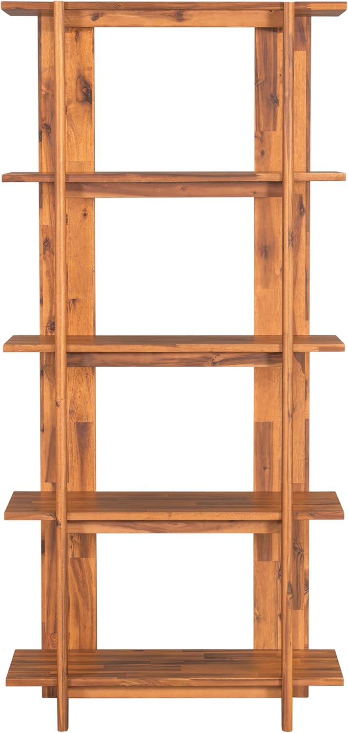 Christopher Knight Home Milio Modern 4 Shelf Bookcase, Acacia Solid Wood Book Organizer with Non-Slip Foot Pads, Sturdy Open Storage Shelf, Big Book Shelf, Floor Standing Unit, 70.20'' Height, Teak