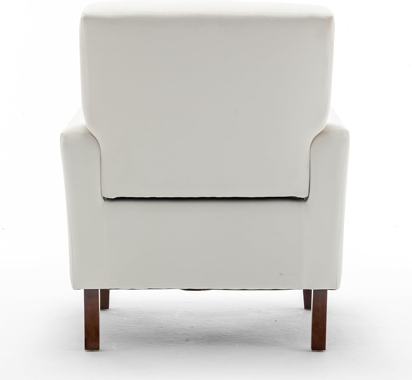 Container Furniture Direct Contemporary Accent Arm Chair with Birch Wood Frame and Velvet Upholstery, Armchair for Office and Living Room Decor, Removable Cushions, Beige