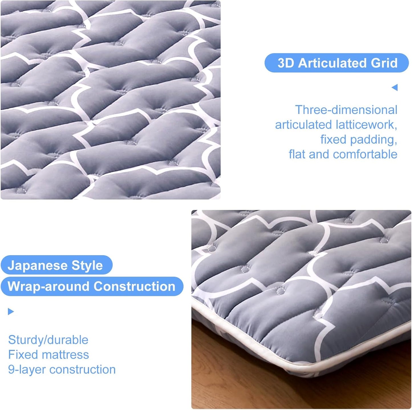 Premium Foam Japanese Floor Mattress Futon Mattress,100% High Density Comfortable Foam,Thicken Tatami Mat Sleeping Pad,Portable Kids Adults Sleeping Mats for Guest Room, Dormitory