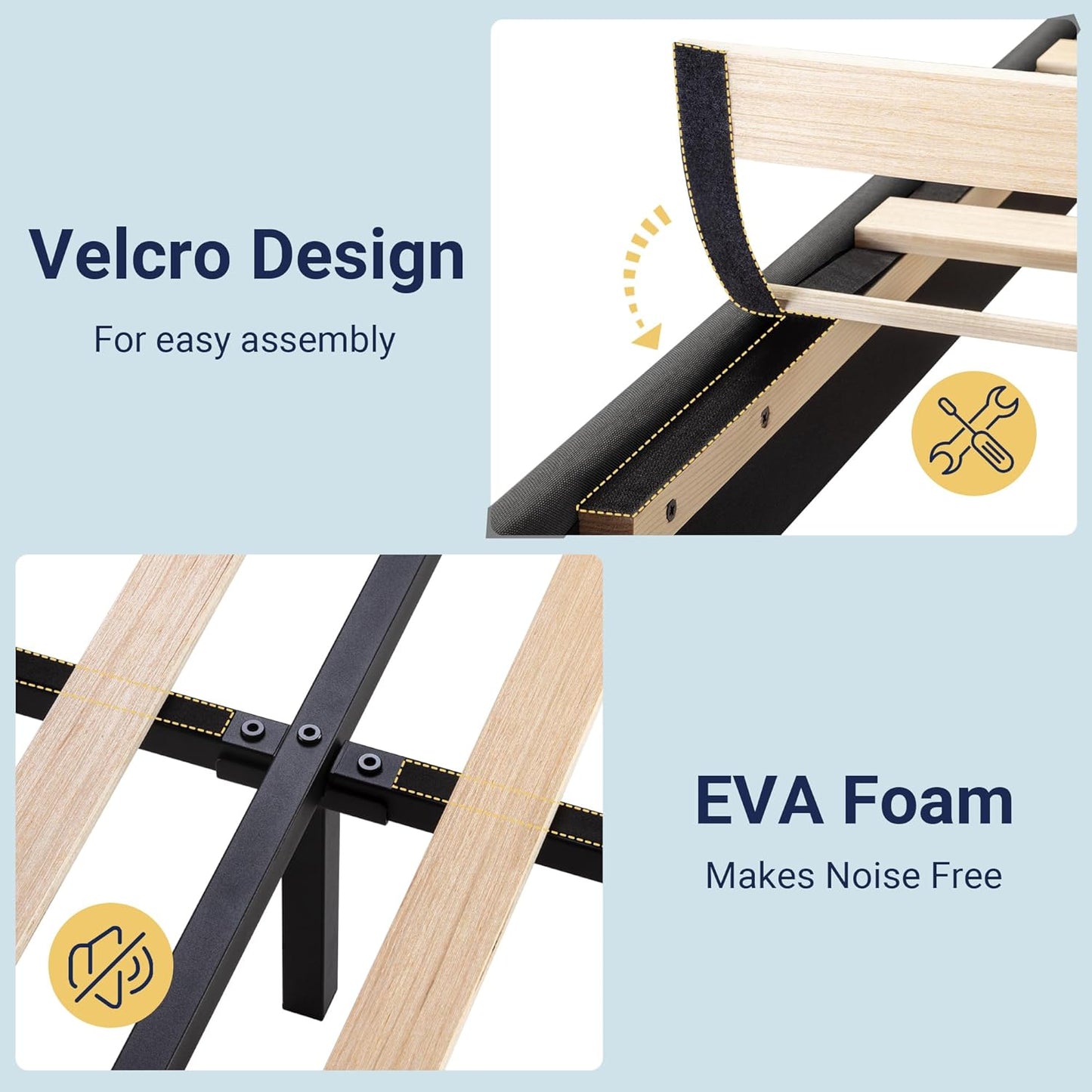 Allewie Twin Size Platform Bed Frame with Fabric Upholstered Headboard and Wooden Slats Support, Fully Upholstered Mattress Foundation/No Box Spring Needed/Easy Assembly, Dark Grey