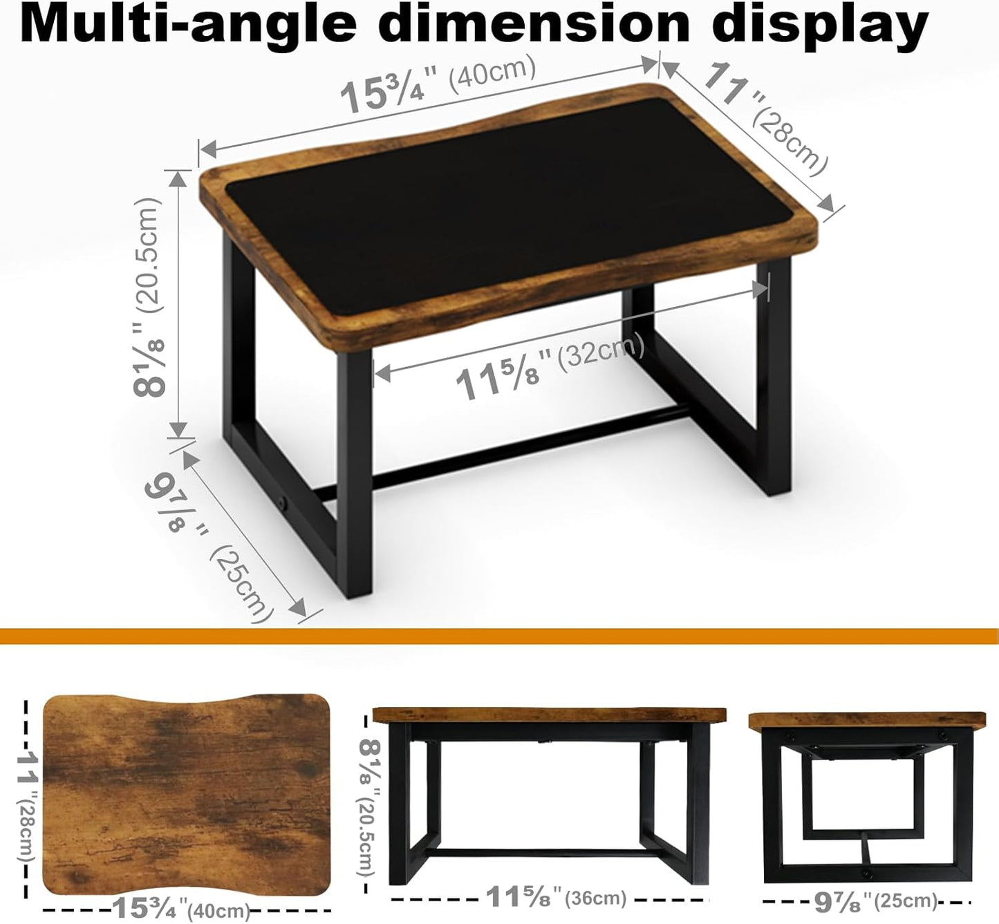 Wooden Step Stool with Non-Slip mat,Bed Steping Stool for Adult Hold up to 500lbs，Wood One Step for Kitchen, Bedroom, Living Room, Bathroom… (Brown)