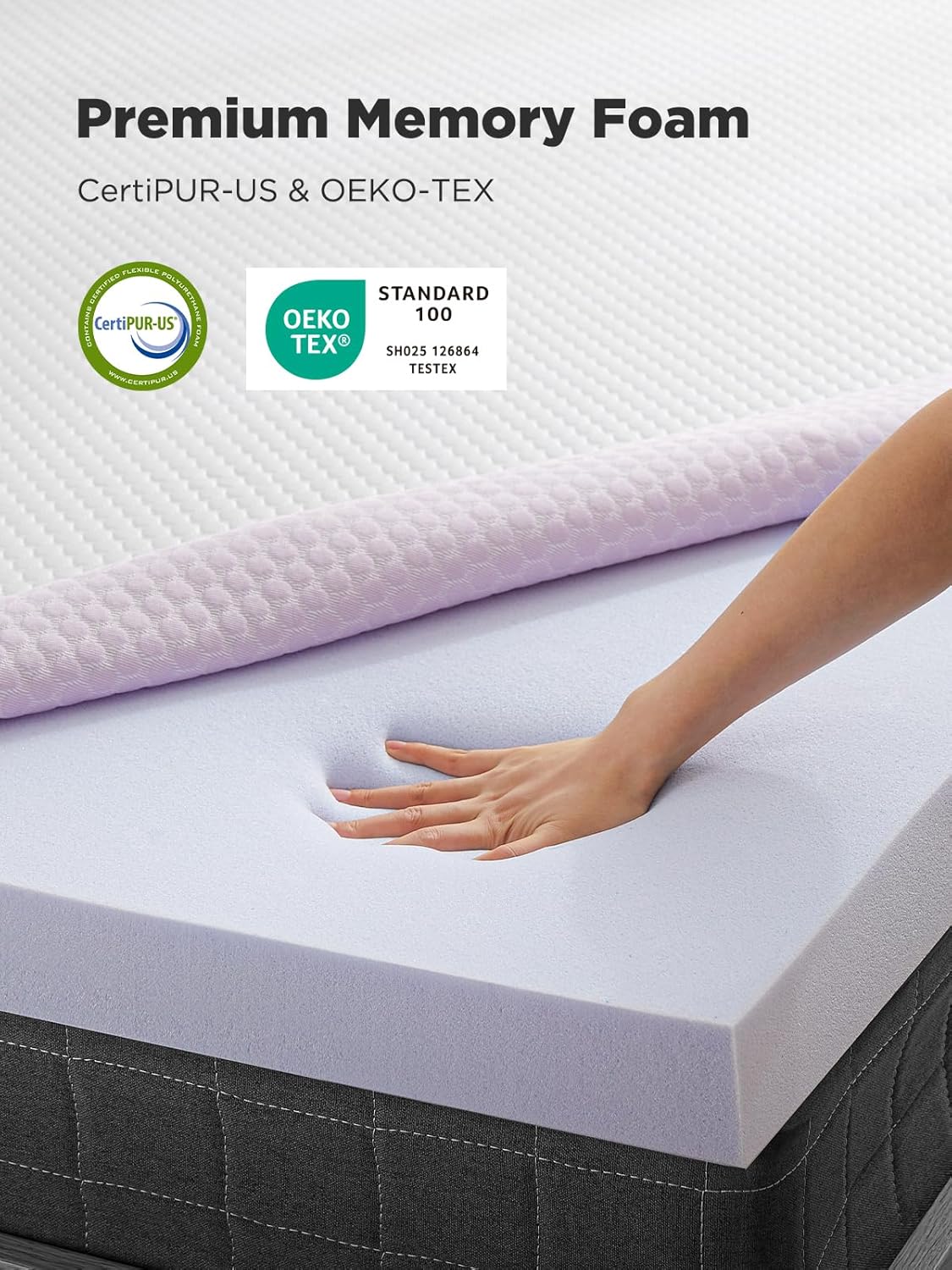 PERLECARE 2 Inch Gel Memory Foam Mattress Topper for Pressure Relief, Premium Soft Mattress Topper for Cooling Sleep, Non-Slip Design with Removable & Washable Cover, CertiPUR-US Certified - Full