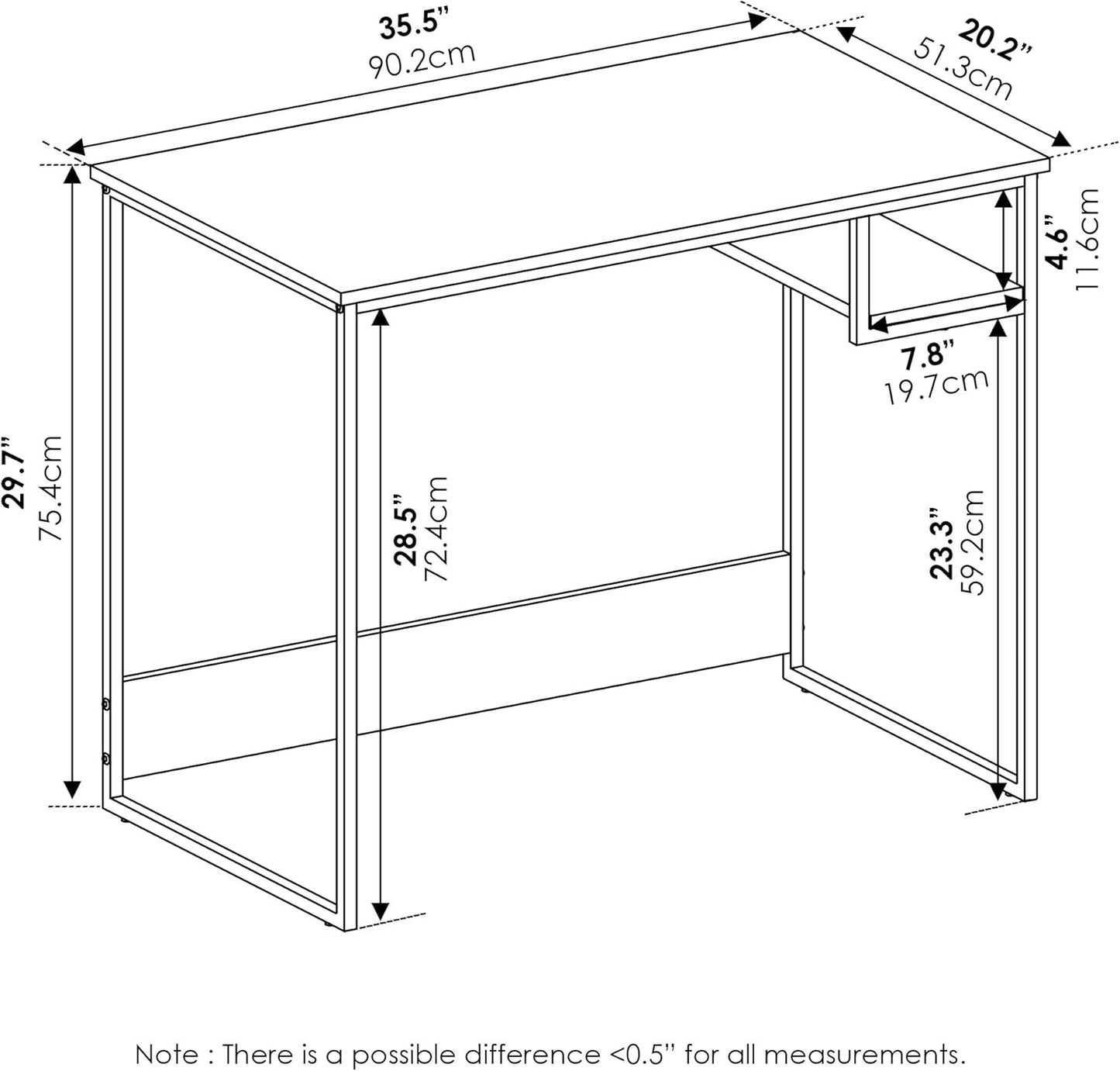 Furinno Moretti Lifestyle Study Desk, 35 Inches, French Oak Grey