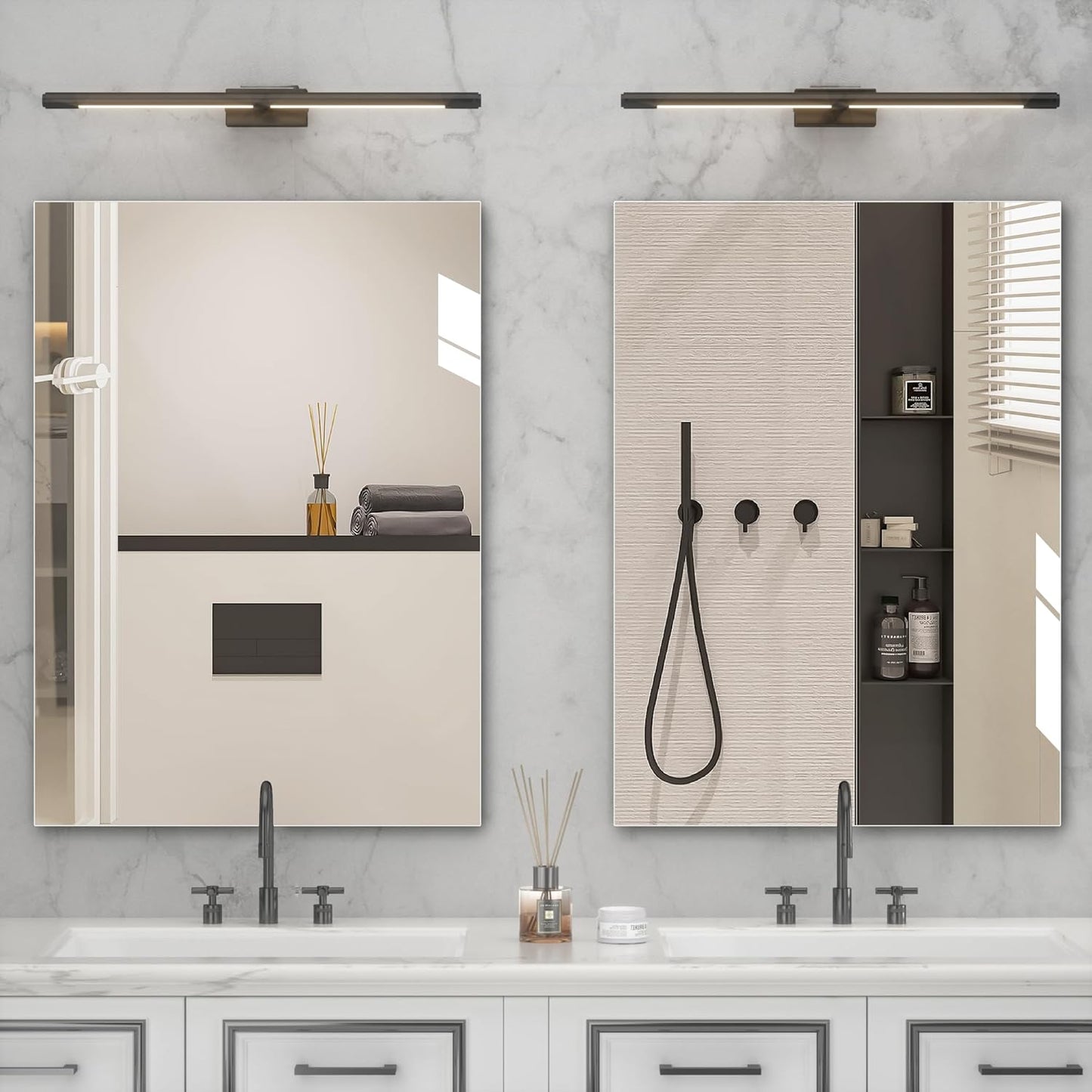 Hasipu Bathroom Mirror for Wall Vanity Mirror 20"x28"-2pcs, Frameless Mirror for Bathroom Sink, Rectangle Modern Horizontal or Vertical