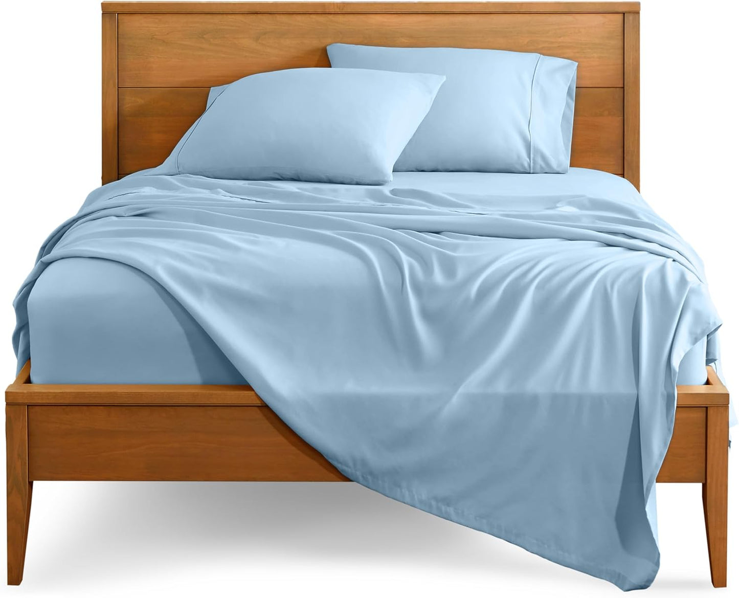 Bare Home Queen Sheet Set - Luxury 1800 Ultra-Soft Microfiber Queen Bed Sheets - Double Brushed - Deep Pockets - Easy Fit - 4 Piece Set - Bedding Sheets & Pillowcases (Queen, Light Blue)