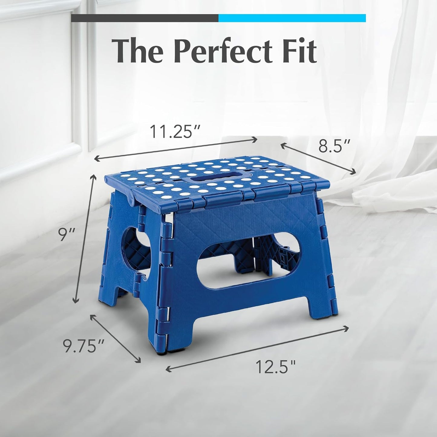 Handy Laundry Folding Lightweight Step Stool - Sturdy Enough to Support Adults and Safe Enough for Kids - Opens Easy with One Flip - Great for Kitchen, Bathroom or Bedroom (Blue | 2-Pack)