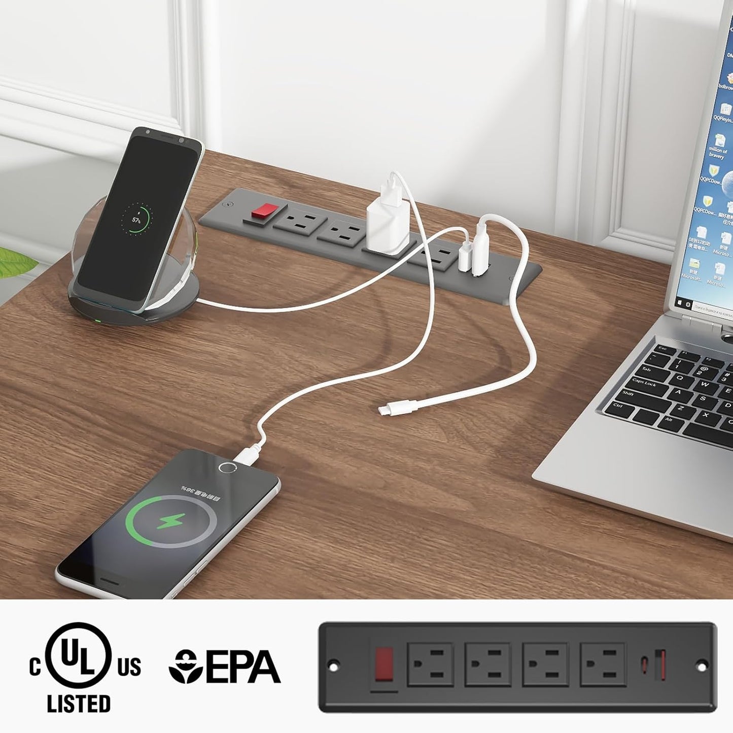 Farmhouse 47" Executive Desk, Computer Desk with Drawers and Storage Cabinet, Workstation Computer Desk for Home Office and Study.(Unique White)