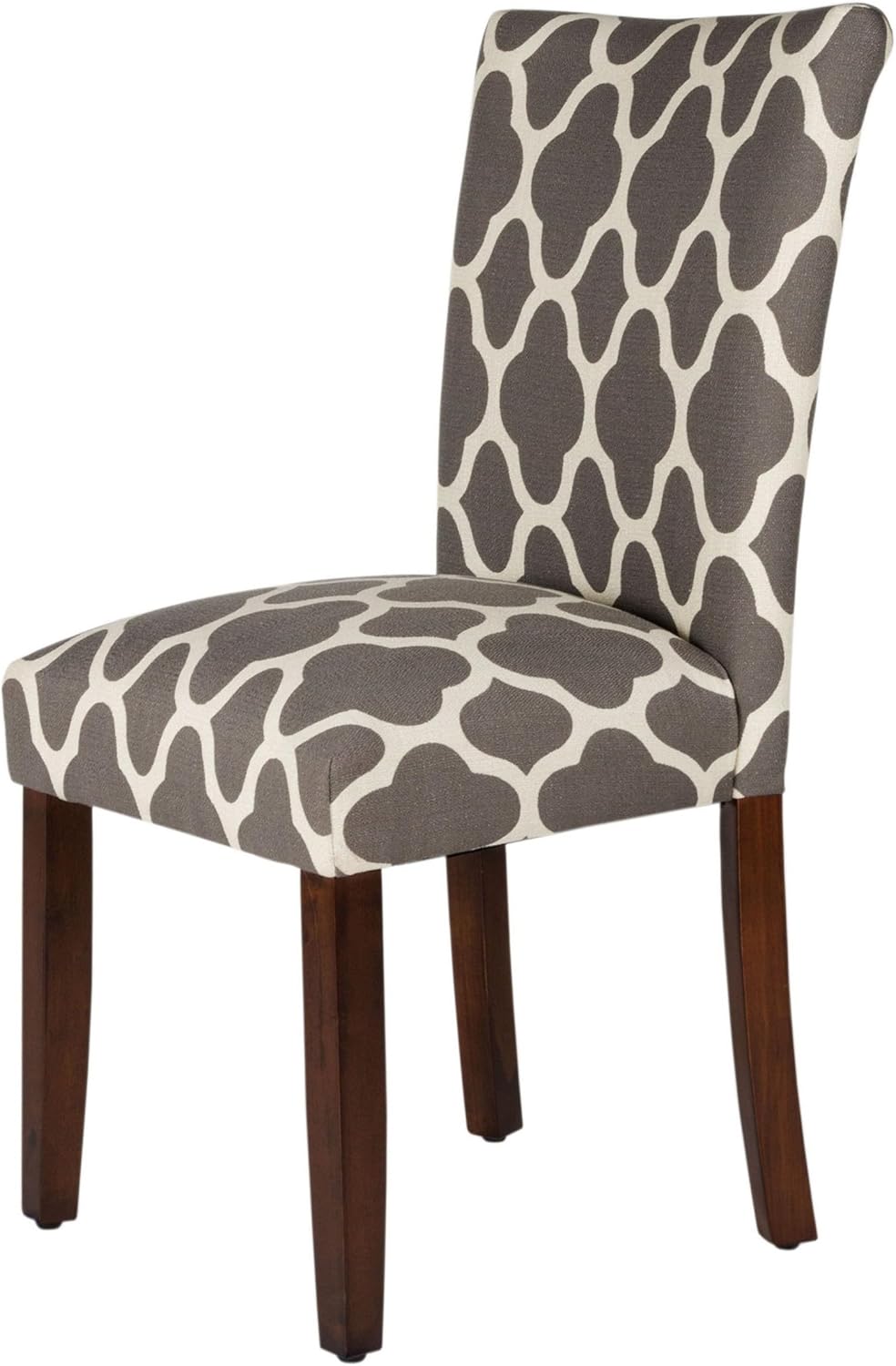 HomePop Parsons Classic Upholstered Accent Dining Chair, Set of 2, Grey and Cream Geometric