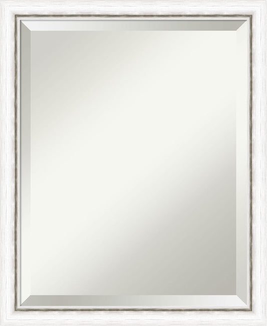 Amanti Art White Bathroom Mirror for Over Sink, 22x18 Morgan White Silver Rectangle Vanity Mirror, Small Modern Contemporary Wood Frame, Hangs Horizonally and Vertically, Bathroom Wall Decor, Beveled