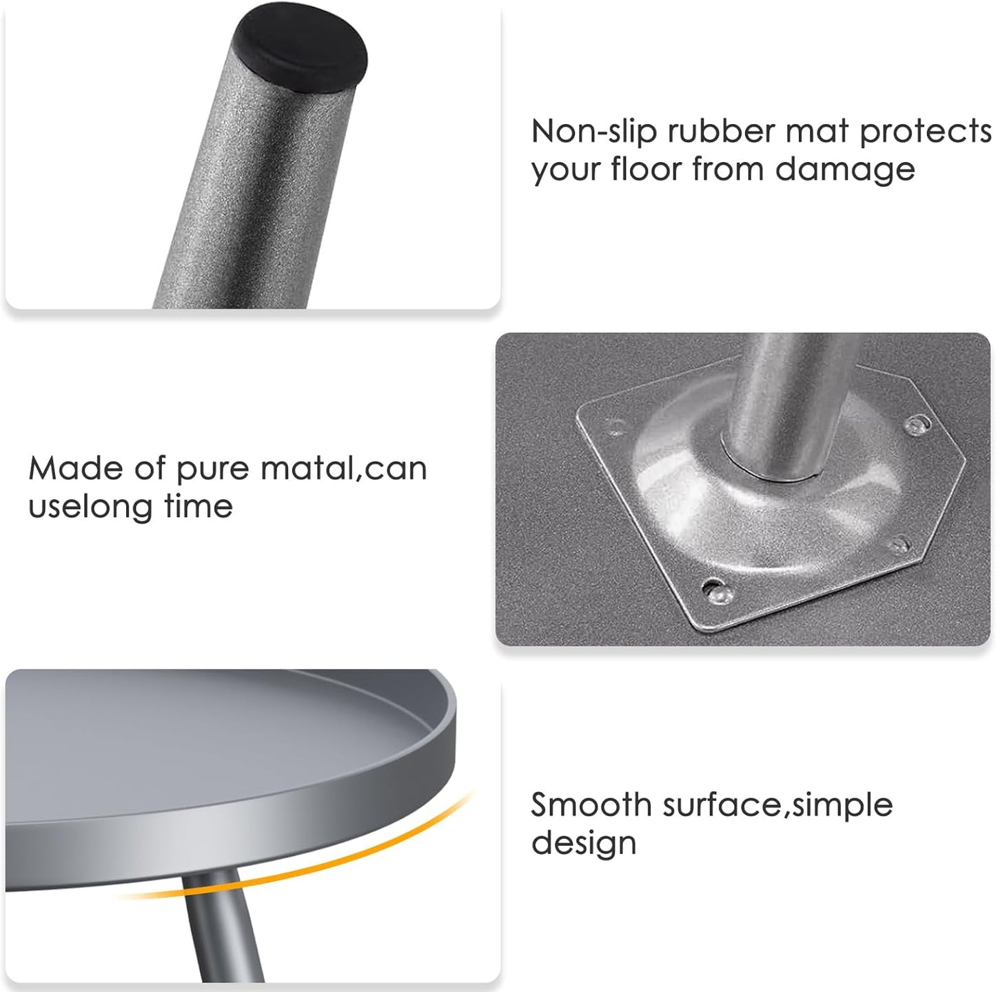 Apicizon 16" Round Side Table Set of 2, Metal End Table for Living Room, Bedroom, Bedside, Mid Century Modern Coffee Table or Circle Accent Table for Small Spaces, Grey