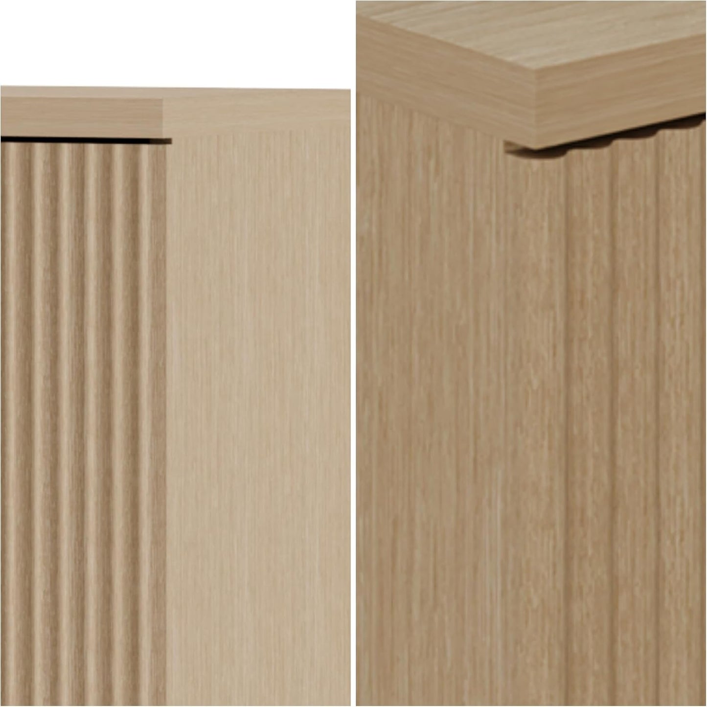 Buffet Cabinet, Sideboard Fluted Cabinet Modern Kitchen Buffet Storage Cabinets with Doors and Shelves, Wood Farmhouse Coffee Bar Station for Entryway & Dining Room & Living Room, Natual Oak