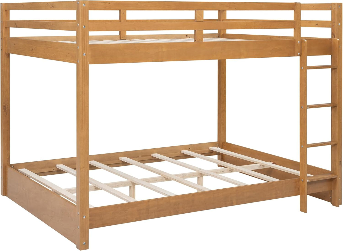 Ball & Cast Queen Over Queen Bunk Bed, Sturdy Bunk Bed Frame for Kids, Plywood Bunk with Ladder, Guardrail, and Slats, No Box Spring Required,for Kids Boys Girls,Natural