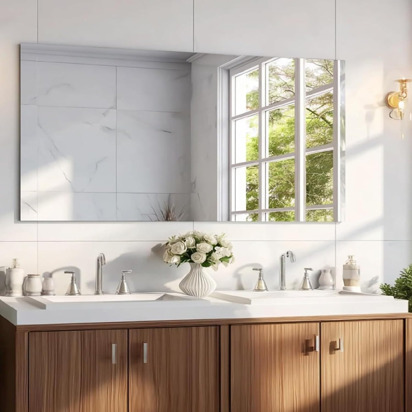 KOCUUY Large Frameless Mirror,60x30 Inch Rectangle Bathroom Vanity Mirror for Over Sink, Upgraded Shatterproof Unframed Design for Bedroom, Living Room, Entryway