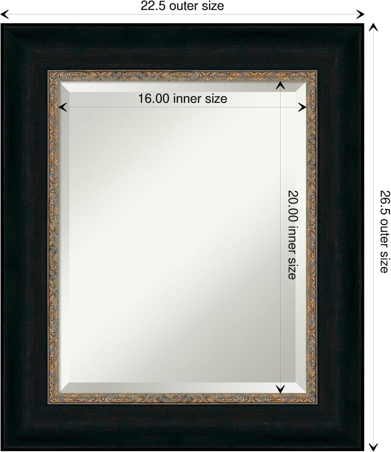 Amanti Art Bronze Bathroom Mirror for Over Sink, 27x23 Paragon Bronze Rectangle Vanity Mirror, Small Traditional Frame, Hangs Horizonally and Vertically, Bathroom Wall Decor, Beveled Edge