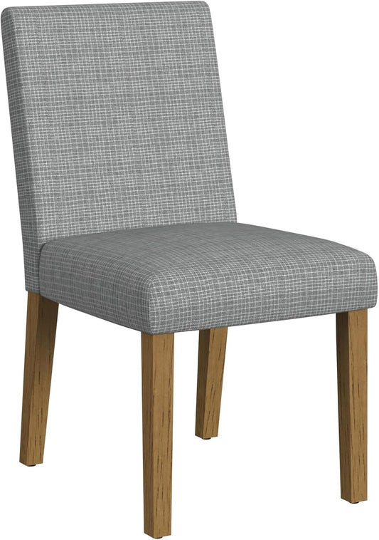 HomePop Home Decor |Classic Upholstered Parsons Dining Chairs |Decorative Home Furniture, Mini Gray Grid Pattern (Single Pack)
