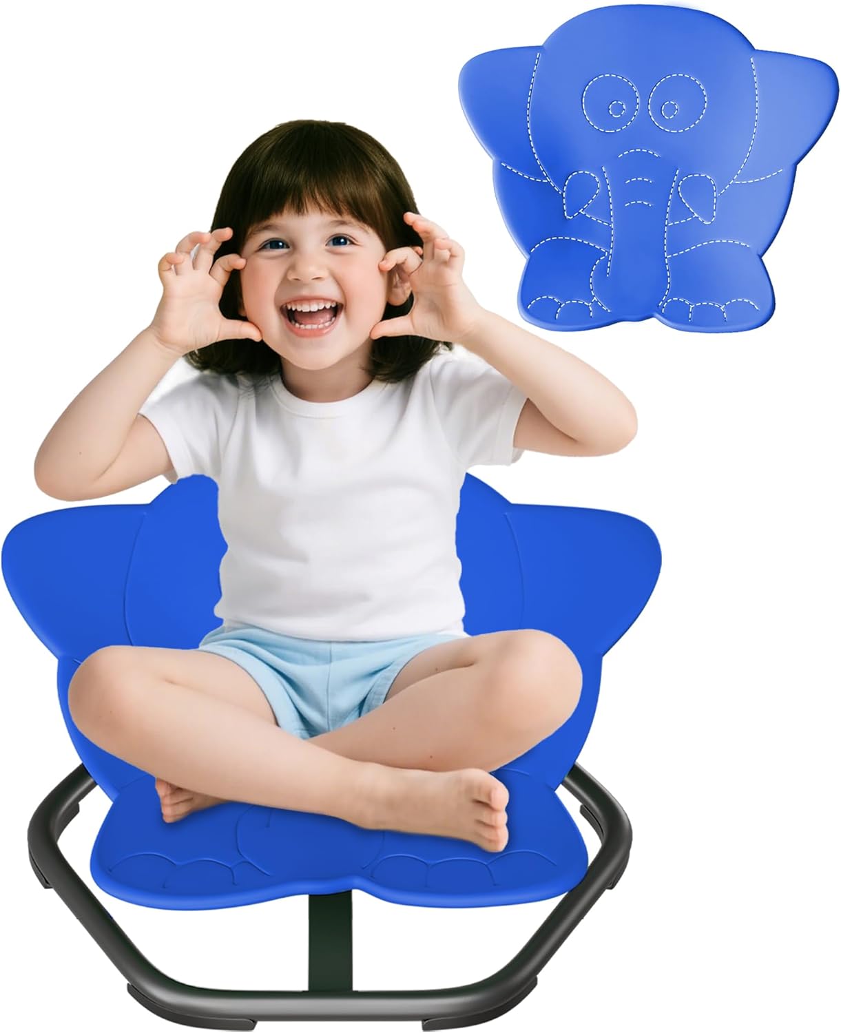 Spinning Chair for Autistic Kids, 21" L × 16" W Sensory Toys for Kids with Autism, Sit and Spin, Toddlers & ADHD Children, Sensory Products Swivel Chair, Navy Blue