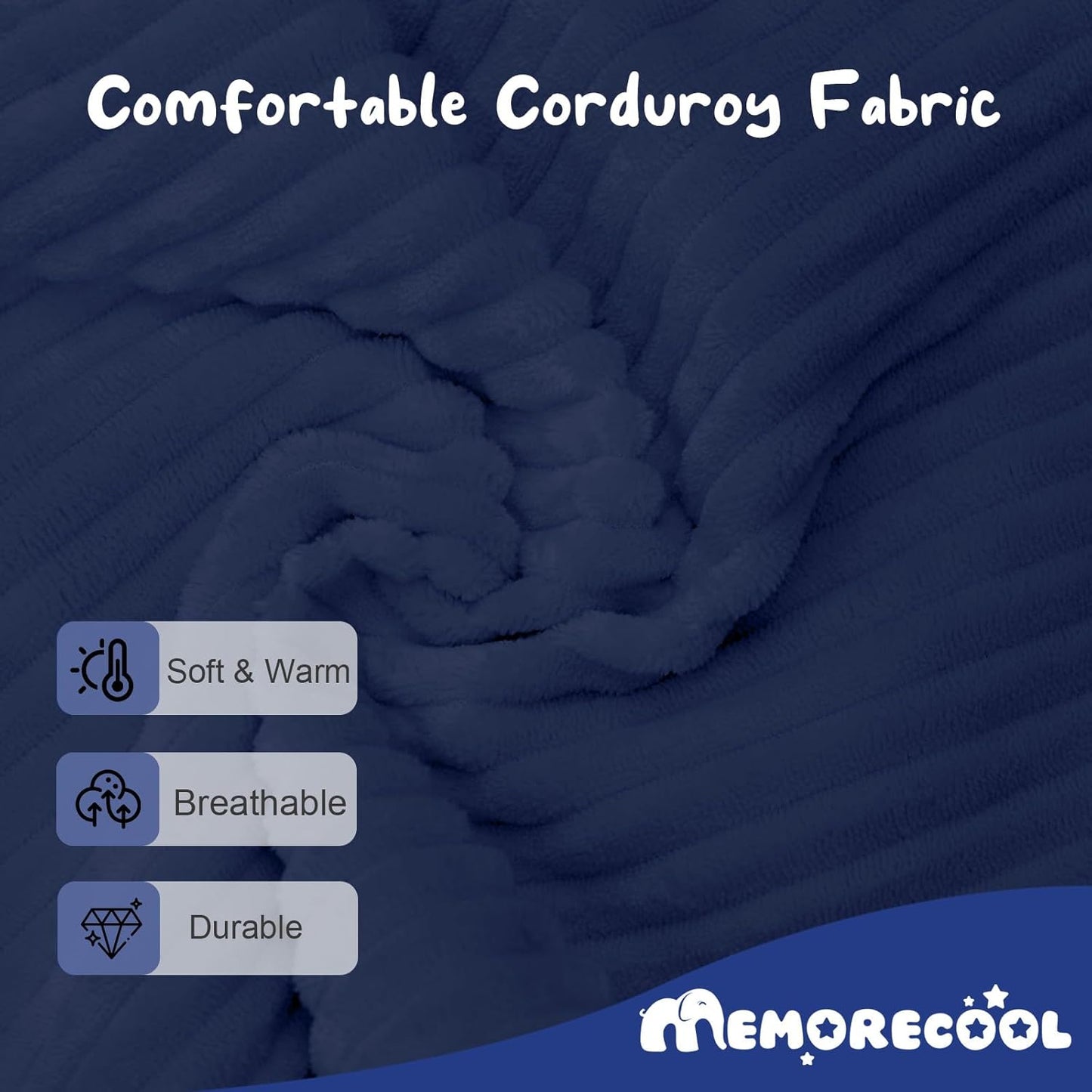 MeMoreCool Modular Kids Couch, Corduroy Play Toddler Couch for Bedroom Playroom Furniture, Convertible Foam Kids Sofa Bed, Fold Out Baby Sofa for Girl Boy, Navy