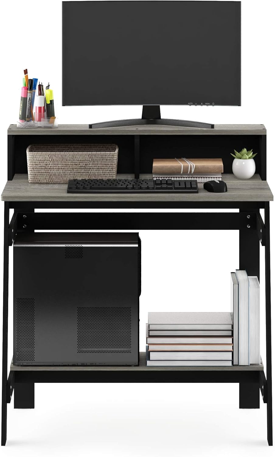 Furinno Simplistic A Frame Computer Desk, Black/French Oak Grey