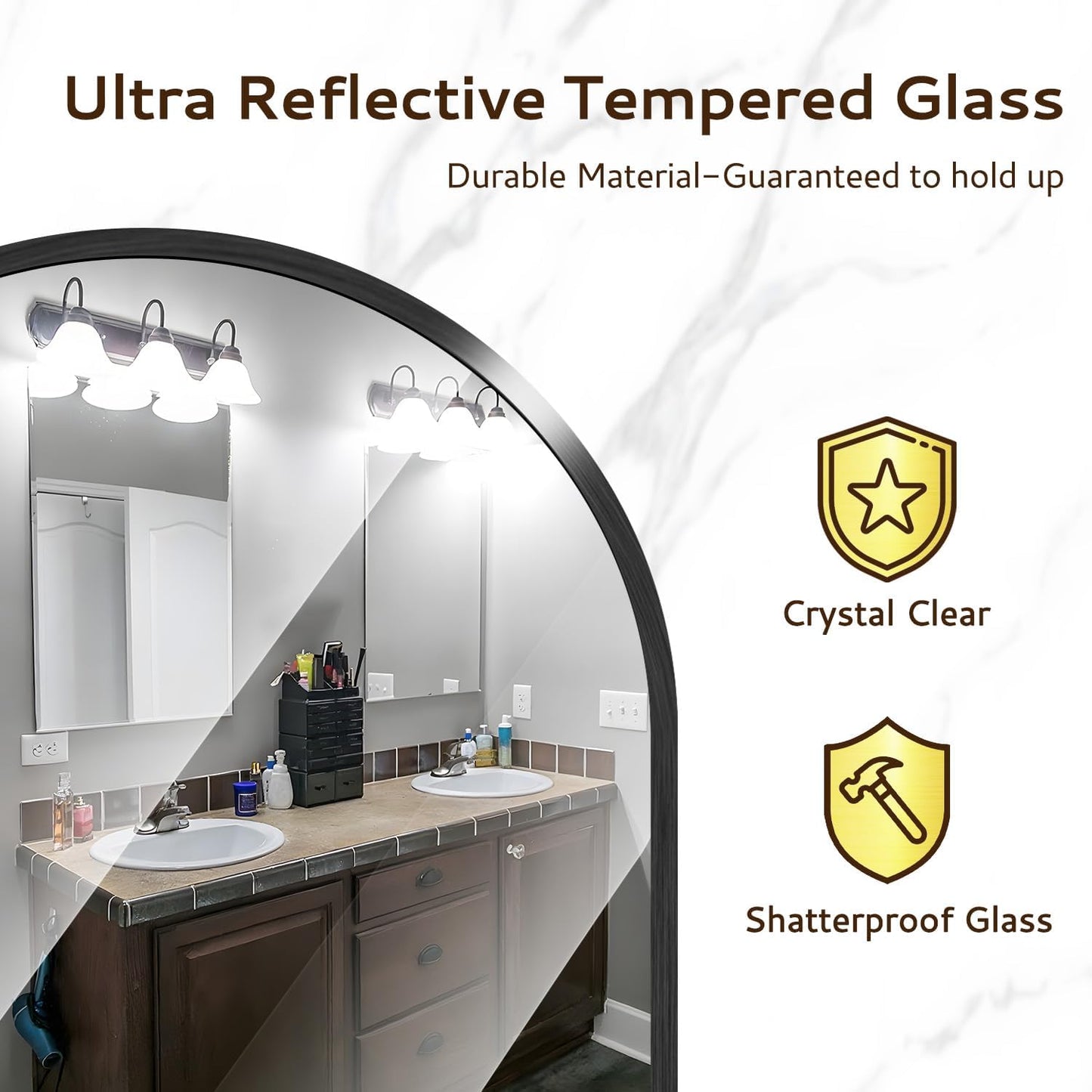 Round Mirror Black Frame 28 Inch Mirror Living Room Round Bathroom Mirrors Frosted Metal Frame Anti-Rust Tempered Glass for Bathroom Living Room Decorative