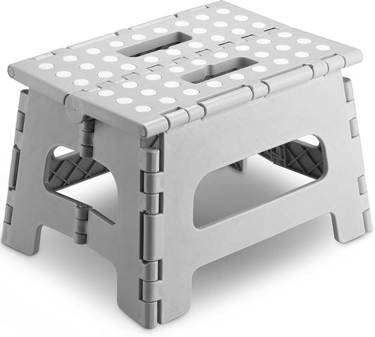 Handy Laundry - Folding Step Stool - Sturdy Enough Collapsible Stool to Support Adults and Safe Enough for Kids - Opens Easy with One Flip - Great for Kitchen, Bathroom or Bedroom (Grey - 8 Inch)