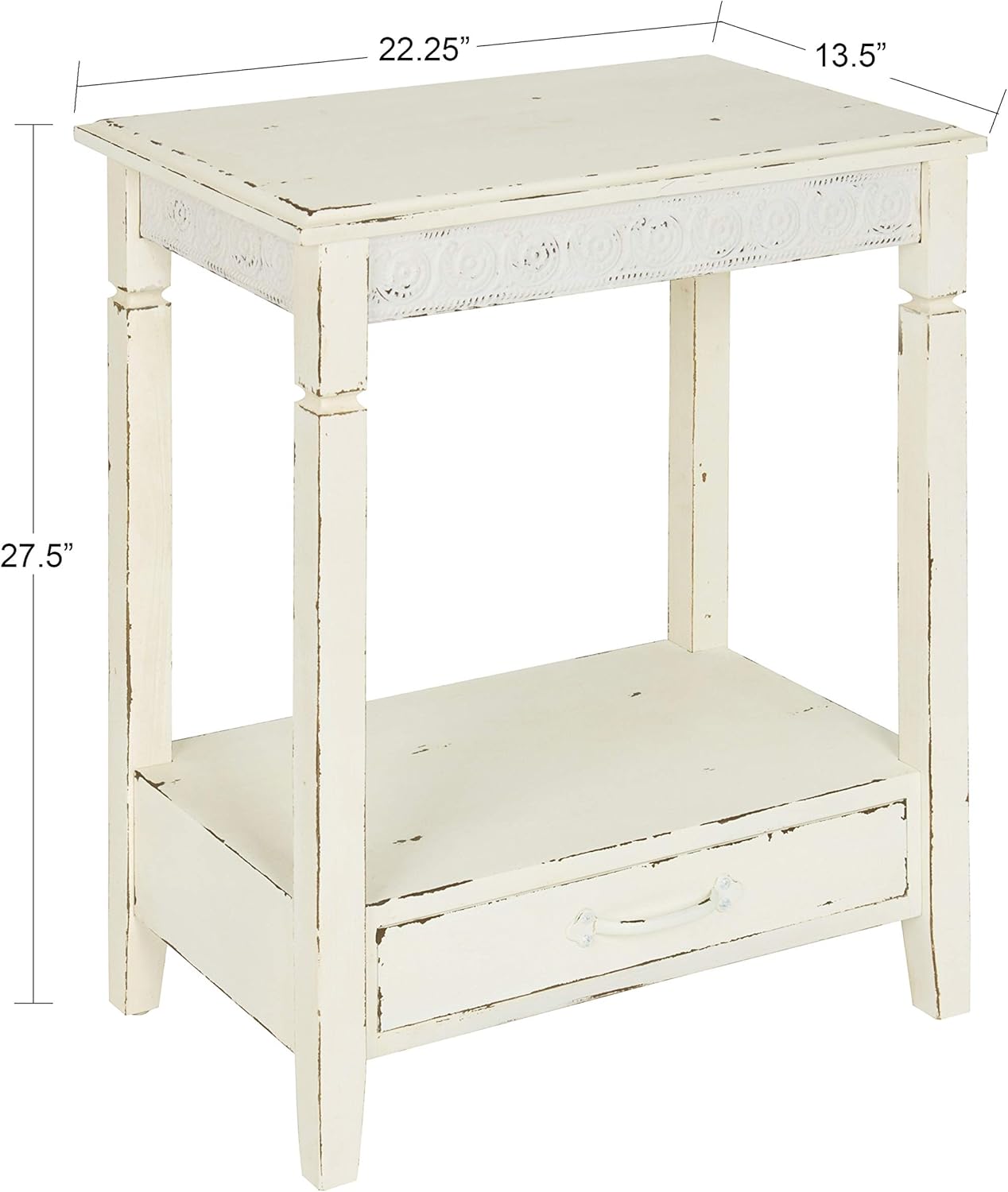 Kate and Laurel Idabelle Wood Side Table with Drawer, Cream