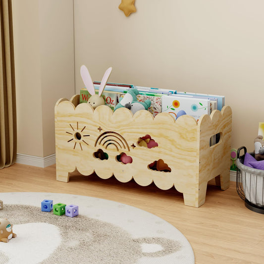 Wood Kids Bookshelf, Montessori Bookshelf, Suitable Kids Rooms, Nursery & Classroom, Kids Bookshelf and Toy Storage, Toddler Book Rack, Nursery Book Shelves, Kids Bookcase