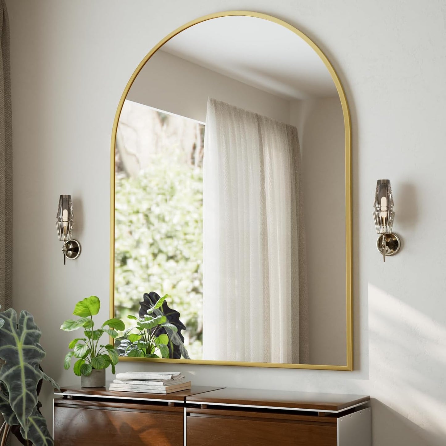 HARRITPURE 36"x48" Arched Bathroom Mirror - Gold Wall Mounted Vanity Mirror Aluminum Alloy Frame Large Arch Wall Mirror for Living Room, Bedroom and Entryway