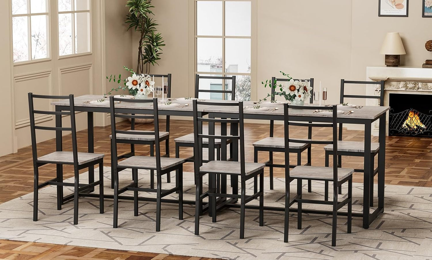 5-Piece Dining Table Set with 4 Chairs, 47.2" Kitchen Table Chairs Set of 4, Rectangular Industrial Style Dining Room Table Set with Backrest, Perfect for Small Space, White Oak