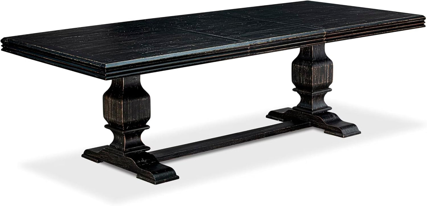 NKCY9-SBB-33 9-Piece Kitchen Table Set Includes a Dining Table and 8 Brown Textured Polyester Fabric Dinner Chairs with High Back, 44x100 Inch, Sand Blasting Black